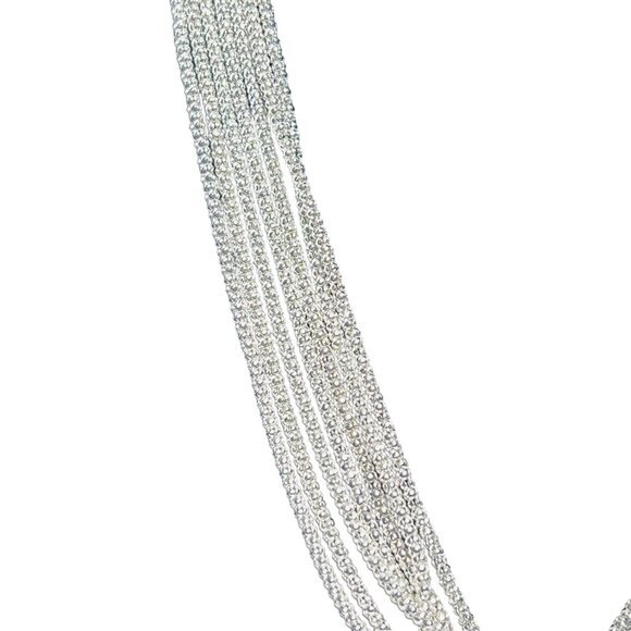 Joan Rivers 7 Strand Silver Tone Popcorn Rope Chain Necklace And Bracelet (6018) - Picture 3 of 11